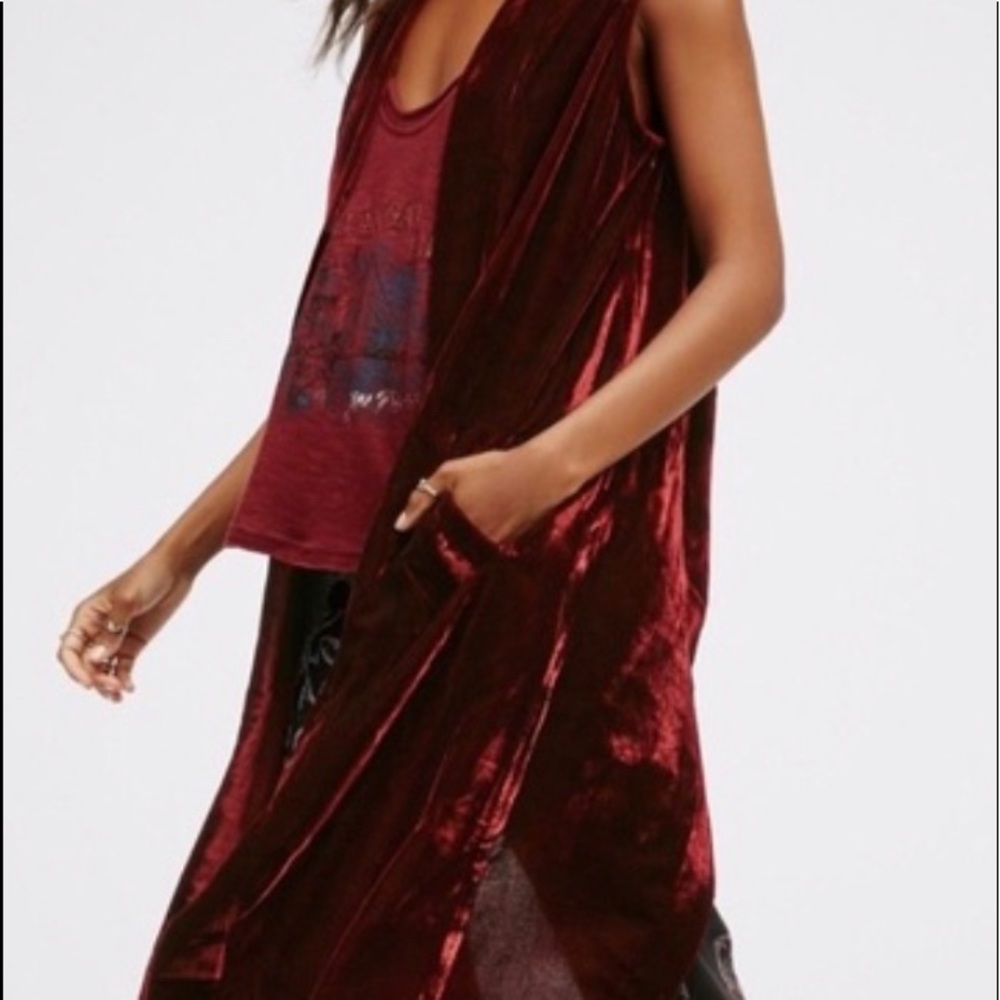 NWT Free People res wine luxe velvet maxi vest